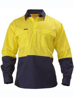 Bisley 2 Tone Closed Front Hi Vis Drill Shirt - Long Sleeve-(BSC6267)