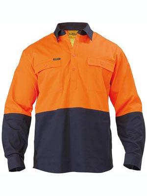 Bisley 2 Tone Closed Front Hi Vis Drill Shirt - Long Sleeve-(BSC6267)