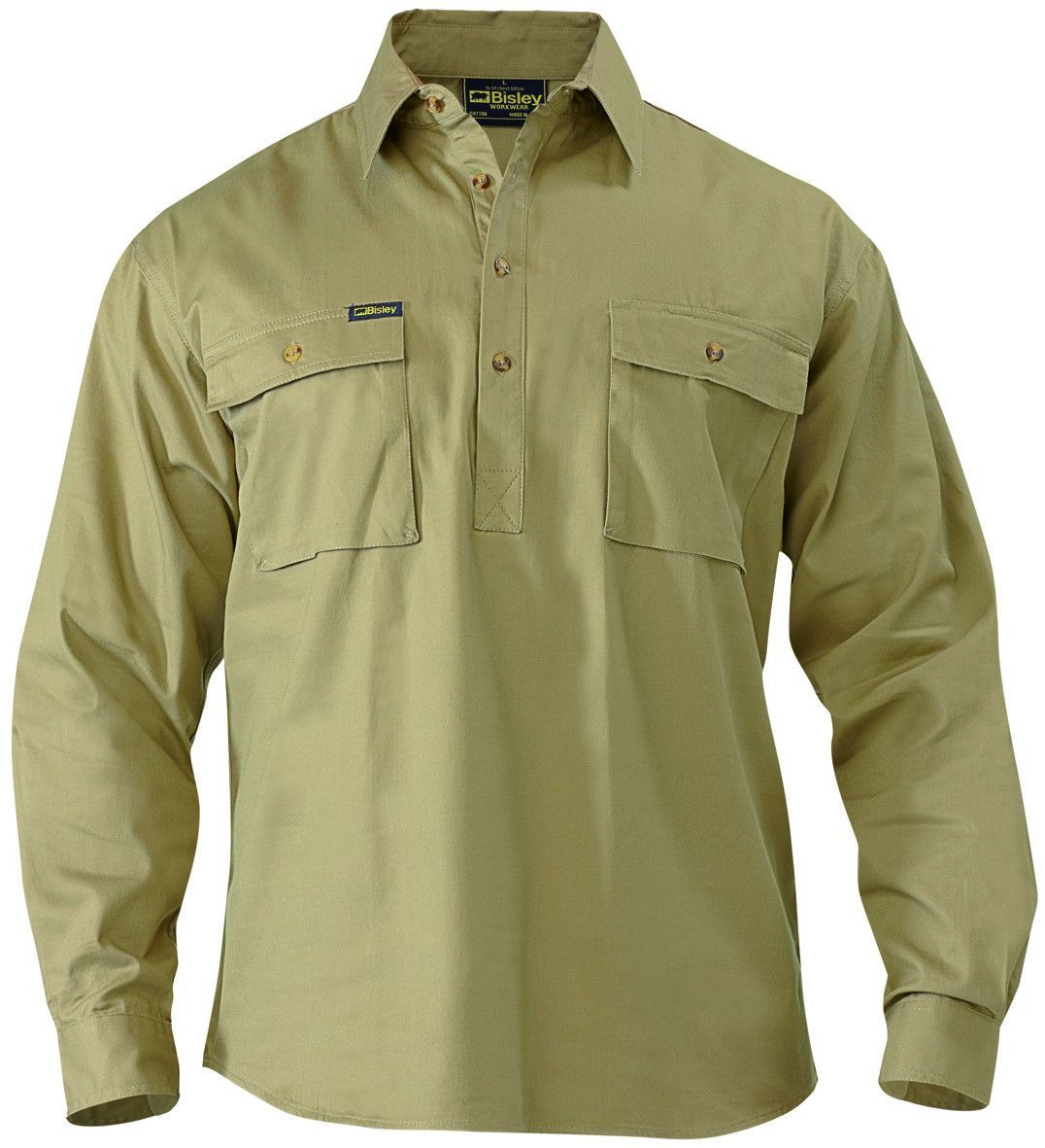 Bisley Closed Front Cotton Drill Shirt - Long Sleeve-(BSC6433)
