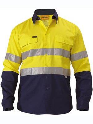 Bisley 2 Tone Hi Vis Shirt 3M Reflective Tape - Long Sleeve-(BT6456)