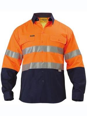 Bisley 2 Tone Hi Vis Shirt 3M Reflective Tape - Long Sleeve-(BT6456)
