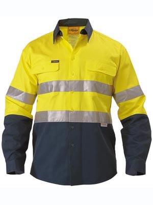 Bisley 2 Tone Hi Vis Shirt 3M Reflective Tape - Long Sleeve-(BT6456)