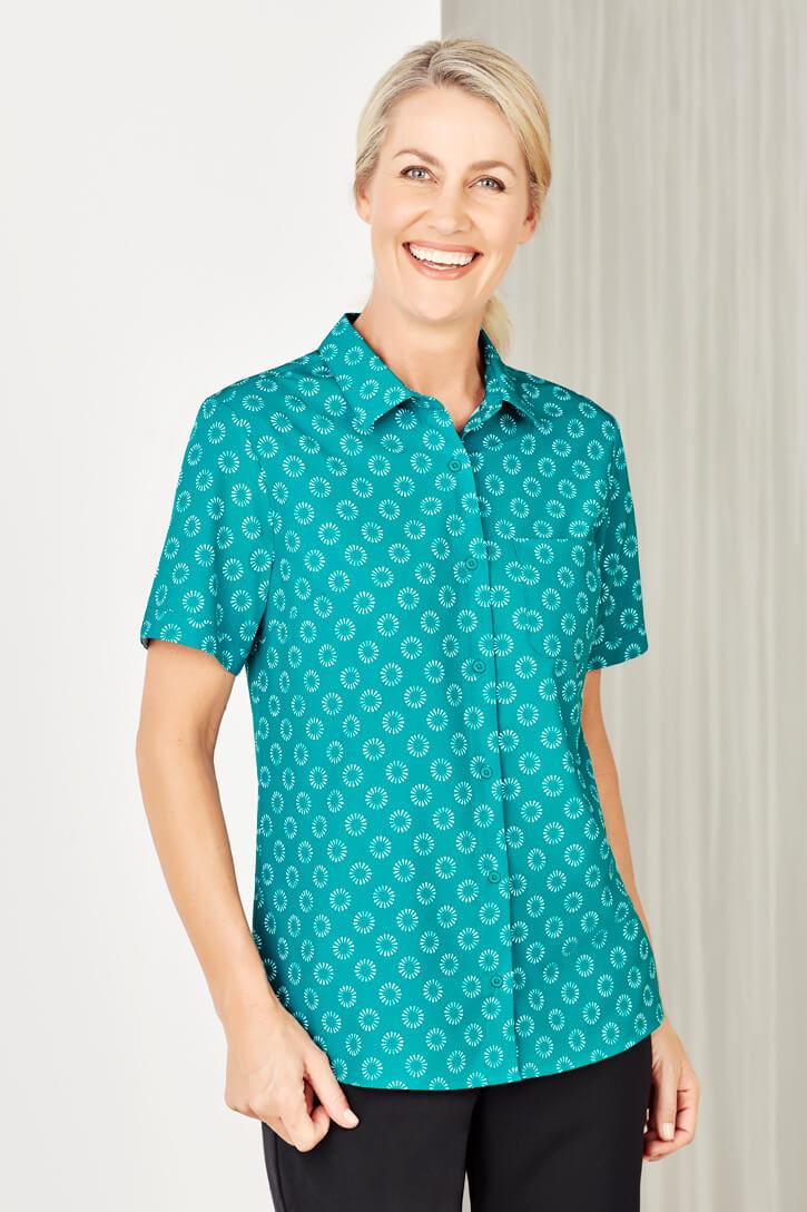 Biz Collection Womens Florence Daisy Print Short Sleeve Shirt (CS948LS)