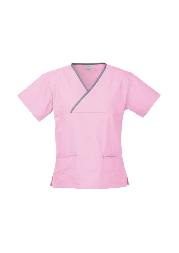 Biz Collection Ladies Contrast Crossover Scrubs Top (H10722)