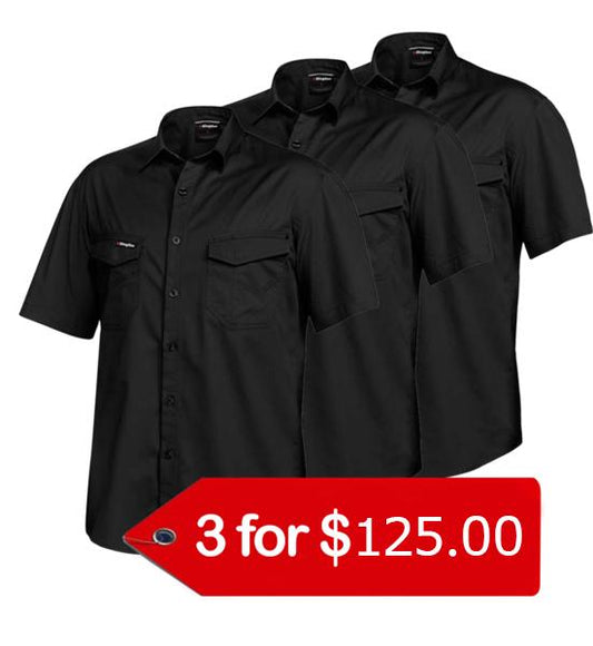 King Gee Tradies Shirt S/S (K14355-1)-3 Pack