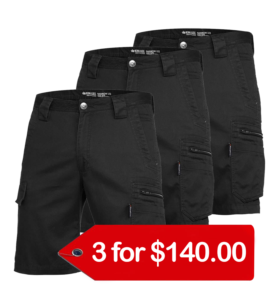 King Gee Tradie Sum Shorts (K17340-1)-3 Pack