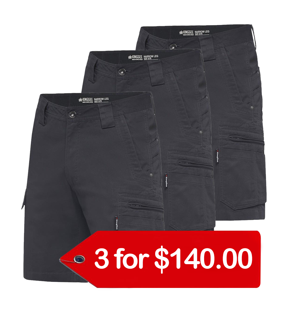 King Gee Tradie Sum Shorts (K17340-1)-3 Pack