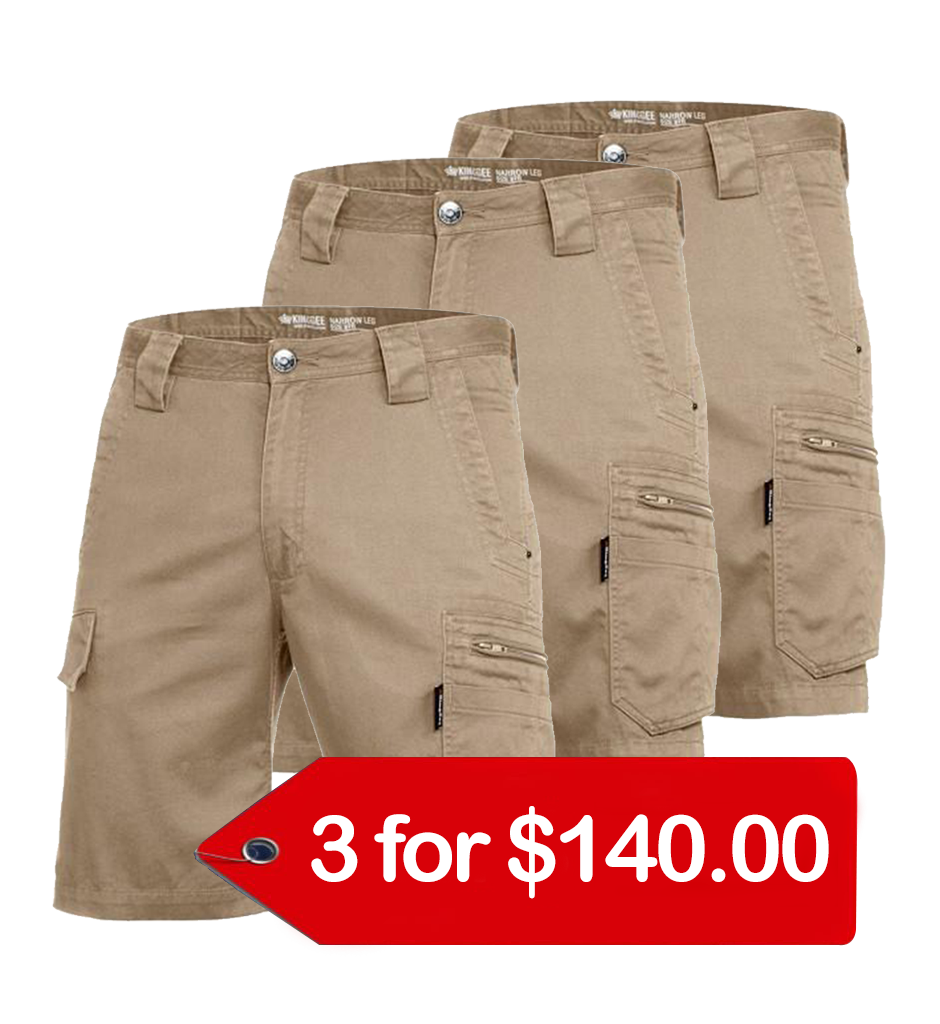 King Gee Tradie Sum Shorts (K17340-1)-3 Pack