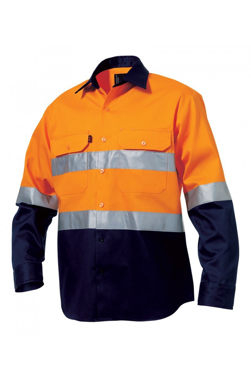 King Gee Reflective Spliced Drill Shirt L/s "drill" - Cotton Drill (K5431G)