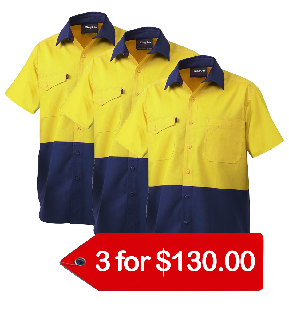 KingGee Workcool 2 Reflective Spliced Shirt S/S ( K54875-1)-3 Packs