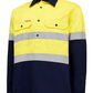 Hard Yakka Hi Vis L/Slv H/Weight Closed Front 2 Tone Cotton Drill Shirt W/Tape (Y04615)
