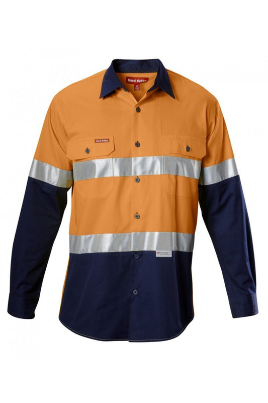 Hard Yakka  Koolgear Hi-visibility Two Tone Cotton Twill Ventilated Shirt With 3m Tape Long Sleeve (Y07978)