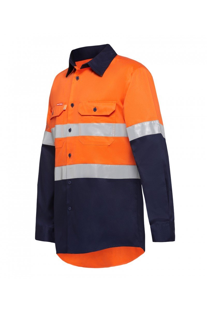 Hard Yakka  Hi-visibility Two Tone Cotton Drill Shirt With 3m Tape Long Sleeve (Y07990)