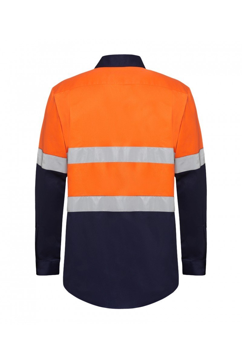 Hard Yakka  Hi-visibility Two Tone Cotton Drill Shirt With 3m Tape Long Sleeve (Y07990)