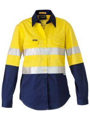 Bisley 3m Taped 2 Tone Womens Hi Vis Industrial Cool Vent Shirt-(BL6448T)