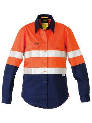 Bisley 3m Taped 2 Tone Womens Hi Vis Industrial Cool Vent Shirt-(BL6448T)