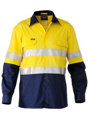 Bisley 3m Taped 2 Tone Hi Vis Mens Industrial Cool Vent Shirt-(BS6448T)