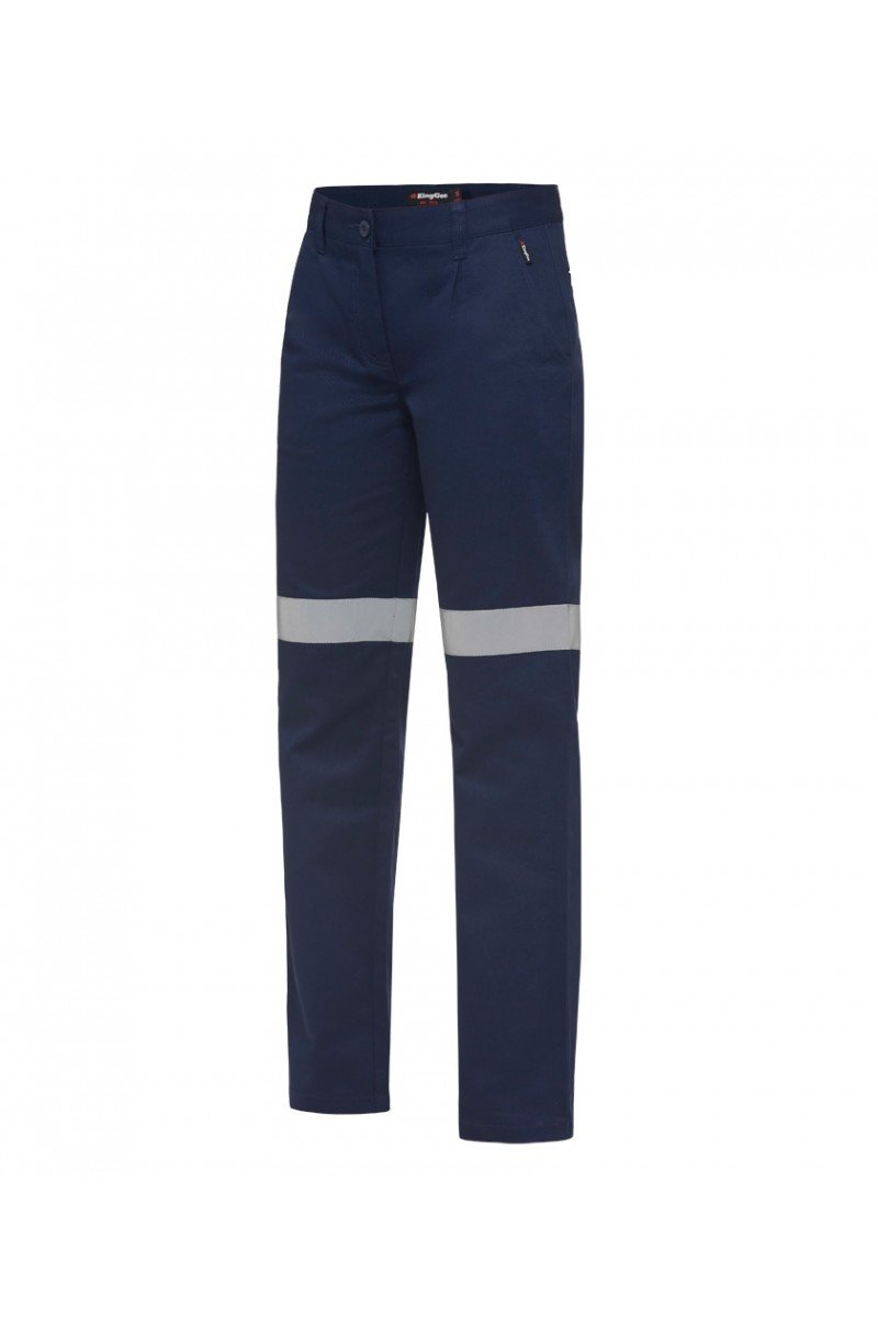 King Gee Women's Drill Reflective Pant- 100% Cotton Drill 310gsm