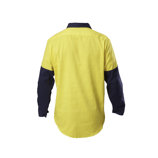 Hard Yakka  Hi-visibility Two Tone Cotton Drill Closed Front Shirt With Gusset Long Sleeve (Y07984)