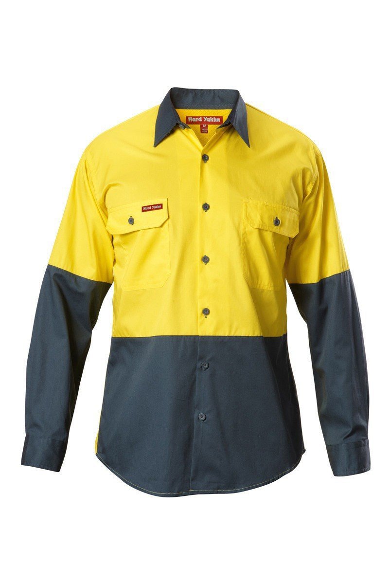 Hard Yakka Koolgear Hi-visibility Two Tone Cotton Twill Ventilated Shirt Long Sleeve (Y07558)