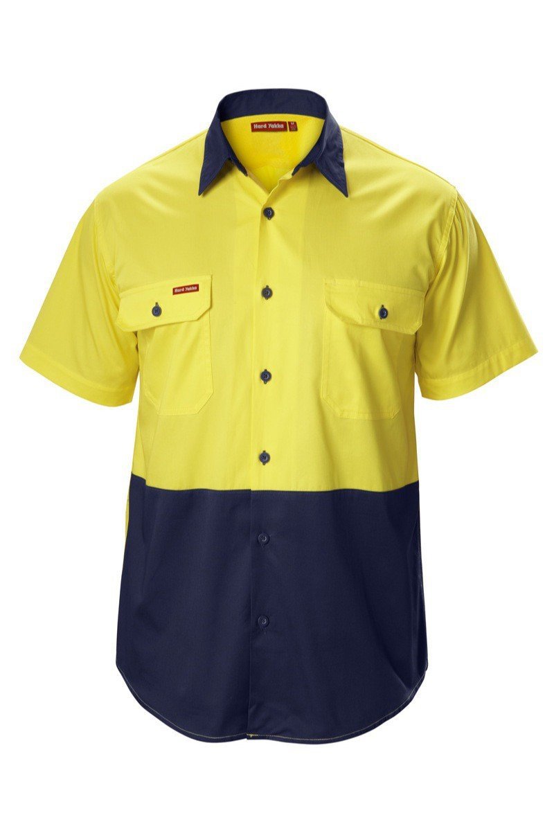 Hard Yakka Koolgear Hi-visibility Two Tone Cotton Twill Ventilated Shirt Short Sleeve (Y07559)