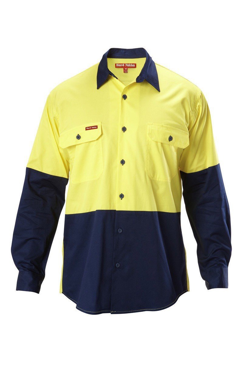 Hard Yakka Koolgear Hi-visibility Two Tone Cotton Twill Ventilated Shirt Long Sleeve (Y07558)